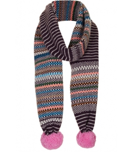 Wool knitted scarf PINK POMPOM 