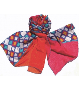 Foulard soie Orange et rose LéO ATLaNTE
